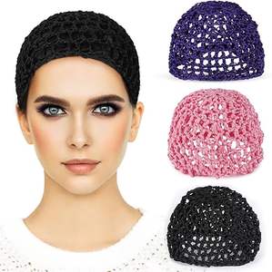 <span class=keywords><strong>Filet</strong></span> à <span class=keywords><strong>cheveux</strong></span> en maille pour femmes Crochet Caps Hat Snood Sleeping Night Cover Turban Rayon Knit Hairnet Hair Accessory - Product Image 3