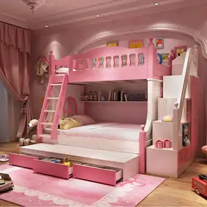 儿童双层床家具定制公主儿童双层床女孩双层床带滑梯儿童儿童床