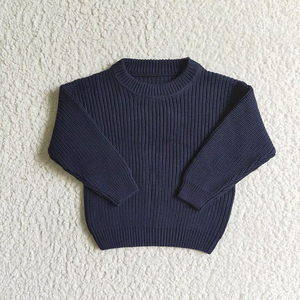 Vente en gros de pulls en tricot pour enfants, filles et garçons, 8 couleurs, décontractés, manches longues, col rond, pour l'automne et l'hiver - Product Image 3