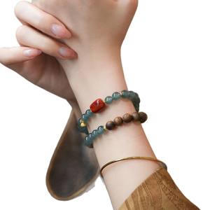 Natuurlijke blauwe waterijade kralenarmband voor vrouwen met zuidelijke rode <span class=keywords><strong>jade</strong></span> agarhout sieraden - Product Image 1