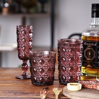 Gobelet à vin Jesenbol de luxe, design moderne, coloré, violet, en verre taillé en facettes, résistant au lave-vaisselle, 300/350 ml, pour fêtes et mariages
