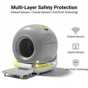 Geschlossene Automatische Smarte Katzentoilette mit Selbstreinigung und Geruchsfilter, Einfache Reinigung, 78L Innenraum, Rund, für Große Katzen - Product Image 1