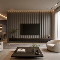 Panneau mural creux WPC 3D concave cannelé, revêtement décoratif intérieur en PVC