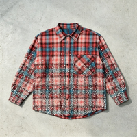 Kemeja Hip-Hop Lengan Panjang Kancing Depan Model Longgar dengan Aksen Rhinestone Penuh dan Gaya Vintage Washed