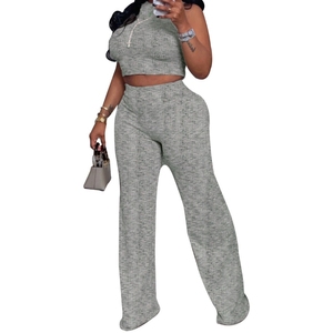 Women's Sleeveless Printed Top & Wide-Leg Pants Casual 2-Piece <b>Set</b> Fashion - Product Image 2