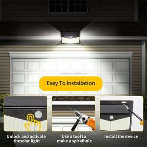 208led năng lượng mặt trời tường máy giặt ánh sáng không thấm nước IP65 ấm trắng LED Đèn trang trí cho ngoài trời Vườn Pathway cảm biến chuyển động - Product Image 5