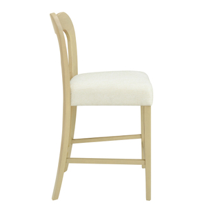 Oe Home Lot de 2 tabourets de comptoir en bois et tissu, sans accoudoirs, chaise de cuisine/salle à manger moderne, beige/vert/caramel, structure en bois d'hévéa - Product Image 5