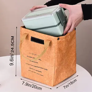 Colore marrone termico Dupont carta Kraft Tyvek materiale isolato riutilizzabile Cooler sacchetti per il pranzo per il lavoro ufficio viaggi Picnic