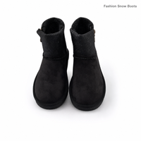 Bottes d'hiver pour homme personnalisables, en daim synthétique noir, antidérapantes, doublure en fourrure, bottines chaudes à la cheville, semelle en caoutchouc, fermeture éclair, bottes de neige