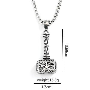 Pendentif Marteau Viking Nordique Vintage en Acier Inoxydable avec Charme Arbre de Vie pour Homme, Bijou Cadeau - Product Image 5