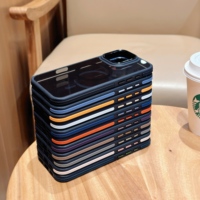 Coque de luxe magnétique brillante effet fumé en TPU+Acrylique noire pour iPhone 16 Pro Max/15 Pro/14 Plus/13/12/11/ S25 Ultra