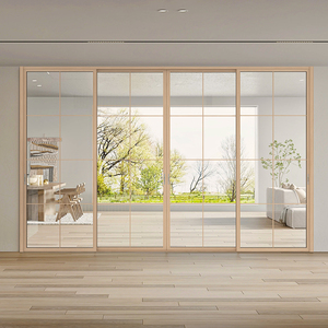 Porta Scorrevole in <span class=keywords><strong>Vetro</strong></span> <span class=keywords><strong>con</strong></span> Telaio in Alluminio Moderno EBON, Design a 4 Pannelli Telescopici <span class=keywords><strong>per</strong></span> Ufficio, Cucina, Esterni e Uso Ospedaliero - Product Image 2