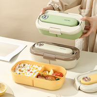 Boîte à lunch pour enfants 1500 ml en acier inoxydable 316, bol à soupe à 5 compartiments, couvercle avec support pour téléphone, compartiment pour couverts, compatible micro-ondes, LFGB, faible MOQ, cadeau personnalisable avec logo