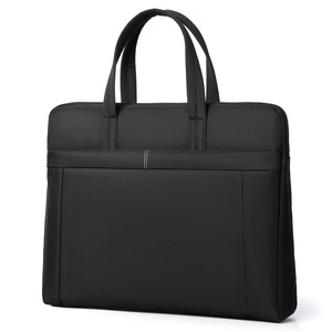 Sac pour ordinateur portable imperméable en Oxford, mallette légère et minimaliste, grande capacité, pour hommes d'affaires, en cuir PU fin avec fermeture éclair - Product Image 2