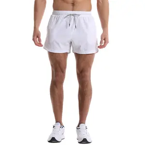 Toptan yaz 2023 özel düz beyaz Polyester koşu spor rahat spor erkekler için atletik spor artı boyutu şort