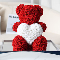 Grande fleur éternelle Rose ours vraie fleur fini boîte acrylique fait à la main cadeau créatif décoration de la maison ornements
