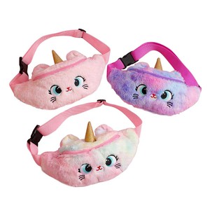 Invierno felpa dibujos animados ojos grandes Fanny Pack <span class=keywords><strong>unicornio</strong></span> bandolera para niños - Product Image 1