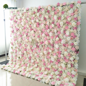 Panel de pared de flores rústicas de tela de seda artificial de 8 pies <span class=keywords><strong>blanco</strong></span> con soporte de fondo de boda simulado para decoración de pared de jardín - Product Image 6