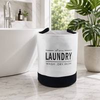 Panier à linge de luxe en tissu polyester écologique avec poignées, design cylindrique pour le lavage, le séchage et le repassage, idéal pour le rangement des vêtements en hôtel
