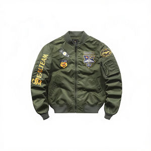 Chaqueta acolchada formal para hombre vintage de otoño con diseño a prueba de viento e impermeable con cierre de cremallera bordado y logotipo frontal - Product Image 2