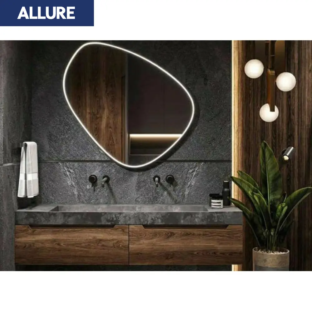 Allure joiner Millwork desain penyimpanan serat cermin di bawah wastafel Basin Bagno otomatis kamar mandi wastafel lemari Modern mewah Vanity