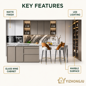 Custom Modern Luxury <strong>Bedroom</strong> Wardrobe Floor-to-Ceiling <strong>White</strong> Marble Grain High <strong>Gloss</strong> 2-Drawer Gold Handle Dark Home <strong>Furniture</strong> - Product Image 5