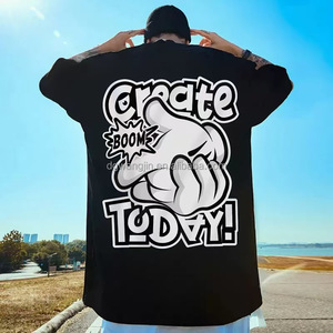 American Graffiti Spray Painted Shoulder Pad T-shirt para hombres, Summer Cool y High-end Men's Model Camisa de <span class=keywords><strong>manga</strong></span> <span class=keywords><strong>corta</strong></span> - Product Image 5