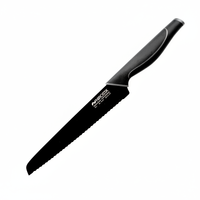 Juego de Cuchillos de Cocina de Acero Inoxidable Antiadherentes Ergonómicos con Mango Práctico y Hoja con Revestimiento Negro Antiadherente