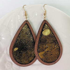 Pendientes de lágrima con estampado de leopardo Boho Chic de cuero vegano, joyería llamativa con textura de piel de vaca - Product Image 2