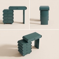Table de maquillage moderne et écologique avec tiroirs, convertible et réglable, éclairée, en MDF, avec armoire de rangement pour