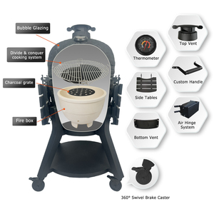 Barbecue <span class=keywords><strong>Kamado</strong></span> en céramique Auplex Epicure Series 22 pouces, fumoir au charbon de bois, grande taille pour cuisine extérieure - Product Image 3