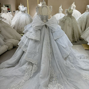 DW0042 Vestidos de novia modernos Nuevo diseño de encaje de manga completa <span class=keywords><strong>Boe</strong></span> Bordado Vestido de baile con lentejuelas con decoración de cristal Capilla - Product Image 6