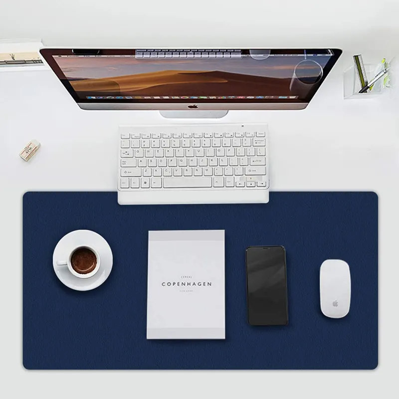 Duurzaam Custom Ontwerp Gedrukt Grote Muismat Computer Kantoor Groothandel Waterdichte Lederen Bureau Mat Zwart Mousepad