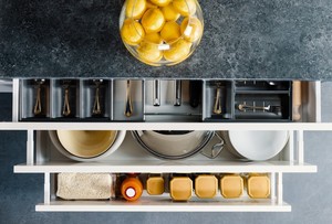 Meaton Bán Buôn Đồ Nội Thất Phụ Kiện Tủ Bếp Mềm Đóng Hộp Mỏng Với Điều Chỉnh Nghiêng Metabox Drawer <span class=keywords><strong>Rail</strong></span> - Product Image 6