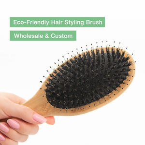 High Quality Bamboo Paddle <b>Hair</b> <b>Brush</b> OEM Eco-friendly Nylon Boar Bristle Air Cushion <b>Massage</b> Comb Wooden For <b>Hair</b> Care - Product Image 3