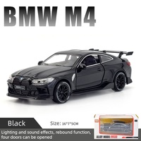 Modèle de voiture de course en alliage 1: 32 M4 Simulation de voiture Son et Lumière Rétroaction Voiture de sport Jouet Cadeau Ornement Modèle