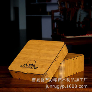 Boîte d'emballage carrée en bambou faite à la main pour thé, stockage alimentaire et usage général, origine Shandong, commande personnalisée disponible - Product Image 3