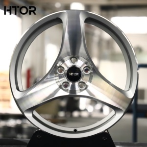 Jantes de voiture forgées HTOR <span class=keywords><strong>15</strong></span> 16 17 pouces 5x100 5x114.3 à 3 branches, jantes en alliage forgé, argent poli, compatibles avec Corolla Civic Golf Yaris - Product Image 1