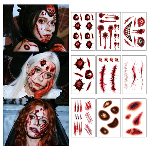 Autocollants Visage Halloween <span class=keywords><strong>Tatouage</strong></span> Temporaire Maquillage Visage Sang Cicatrice Clown Araignée Fantôme <span class=keywords><strong>Chauve</strong></span>-<span class=keywords><strong>Souris</strong></span> Citrouille <span class=keywords><strong>Tatouage</strong></span> Imperméable pour Visage Cou - Product Image 1