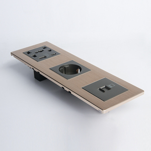 3 kết nối Vàng sâm banh chải nhôm đầu giường ổ cắm phổ quát với sạc USB & ổ cắm Euro & ổ cắm <span class=keywords><strong>Internet</strong></span> - Product Image 4