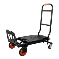 Carro de empuje manual plegable de acero y plástico, carro de plataforma para uso de herramientas y acampada, conveniente para ir de compras