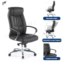Fauteuil de bureau de direction moderne en cuir PU à dossier haut avec cadre en aluminium, pivotant, pour réunion, vente en gros, usine de Foshan