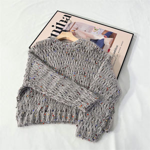 2024 printemps <span class=keywords><strong>fait</strong></span> à la <span class=keywords><strong>main</strong></span> gris mode sweats à capuche <span class=keywords><strong>pull</strong></span> avec Paillette tricot gris <span class=keywords><strong>pull</strong></span> pour les femmes - Product Image 6