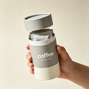 กล่องกระดาษทรงกระบอกสำหรับบรรจุภัณฑ์กาแฟ พร้อมฝาปิด รีไซเคิลได้ ผลิตจากกระดาษดูเพล็กซ์ พิมพ์สี่สี ดีไซน์ Brew & Inspire - Product Image 4