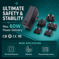 Chargeurs USB PD 15/27/36/45/60W, adaptateurs secteur 5V 12V 15V 20V 400mA 3A, alimentation AC/DC pour CCTV et WiFi avec prises US, AU, EU, UK