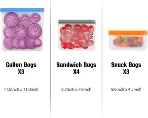 Bolsas de Almacenamiento Reutilizables de Silicona y PEVA Transparentes para Congelador, Herméticas con Cierre, para Conservación de Alimentos Frescos - Product Image 2