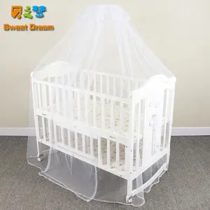 Cama de bebê multifuncional de madeira maciça para crianças e bebês cama extensível com mosquiteiro