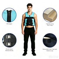 Gilet de sauvetage unisexe en mousse PVC pour sports nautiques (wakeboard, surf, natation, voile), avec logo personnalisé sur le devant, col montant, pour adultes, idéal pour le kayak