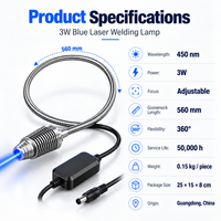 Lampe de soudage laser bleue ZhonNa 3W 450nm à col de cygne flexible, équipement de marquage laser professionnel pour l'alignement des roues et des pneus