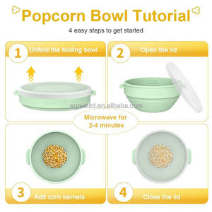 Olla para Palomitas de Maíz Plegable de Silicona para Microondas, Libre de BPA, con Tapa, Marca Home Dly - Product Image 2